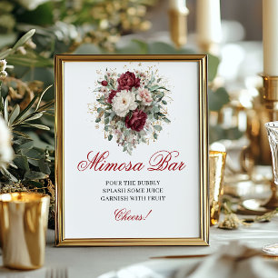 Vintage Boho Mimosa Bar Blush Burgundy Skylt