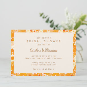 Vintage Boho Orange Blommigt Cute Möhippa Inbjudningar