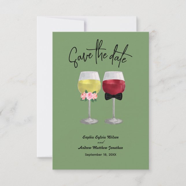 Vintage Boho par Vin Bröllop spara datum Datumet (Framsida)