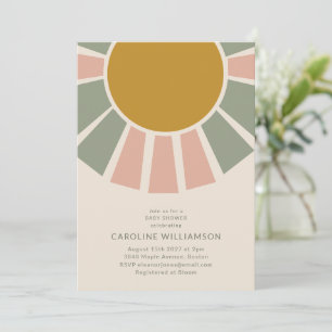 Vintage Boho Pastel Sol Gender Neutral Baby Shower Inbjudningar
