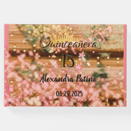 Vintage Boho Ro Guld Rustic Quinceañera Spanska Gästböcker