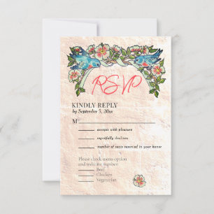 Vintage Boho Rosa Blommigt Storybook Bröllop OSA Kort