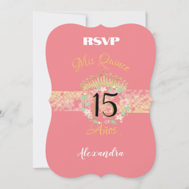Vintage Boho Roséguld Rustik Quinceañera Spansk (Framsida)