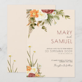 Vintage Boho Rustic Blommigt bröllopsinbjudan Inbjudningar