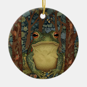 Vintage boho-skogsgroda julgransprydnad keramik