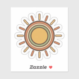 Vintage Boho Sun Sticker – Retro Minimal Earthy Klistermärken