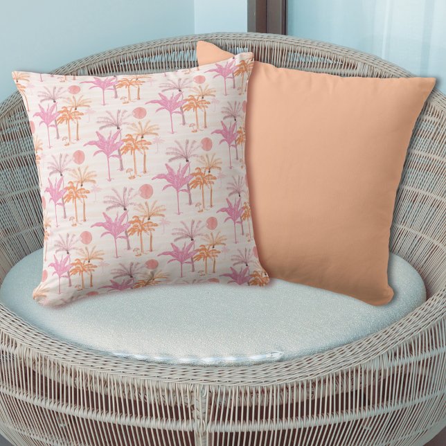 Vintage Boho Tropical Handflatan Träd Kudde (Skapare uppladdad)