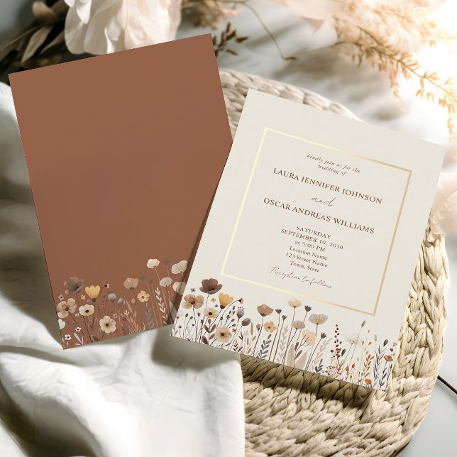 Vintage Boho Vilda Blommor Bröllopsinbjudan Inbjudningar (Skapare uppladdad)