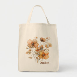 Vintage Boho Vildblomma Botanisk Monogram Tygkasse