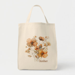 Vintage Boho Vildblomma Botanisk Monogram Tygkasse
