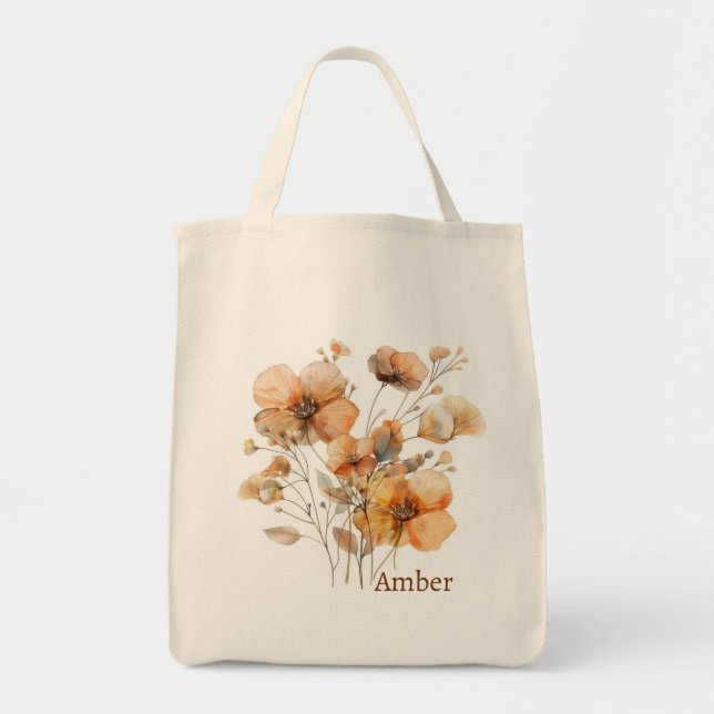Vintage Boho Vildblomma Botanisk Monogram Tygkasse (Framsidan)