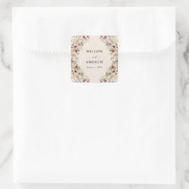 Vintage Boho Vildblomma Fyrkantigt Klistermärke