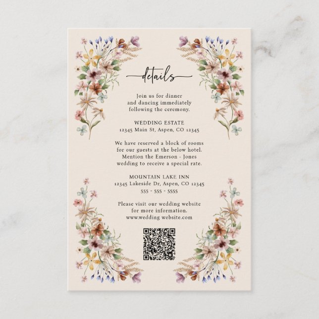 Vintage Boho Vildblomma Tilläggskort (Framsida)