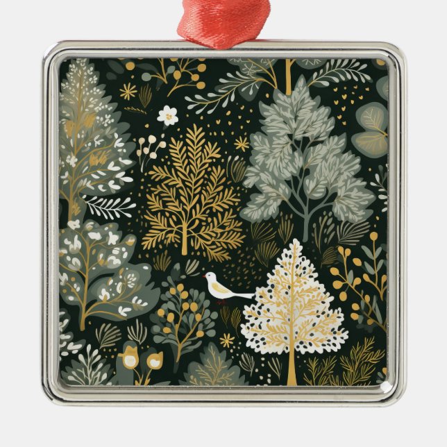 Vintage Boho White Grönt Guld Julgranar Julgransprydnad Metall (Framsidan)