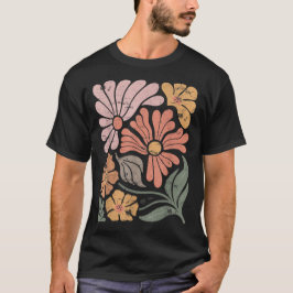 Vintage Boho Wildblomgrafik T Shirt