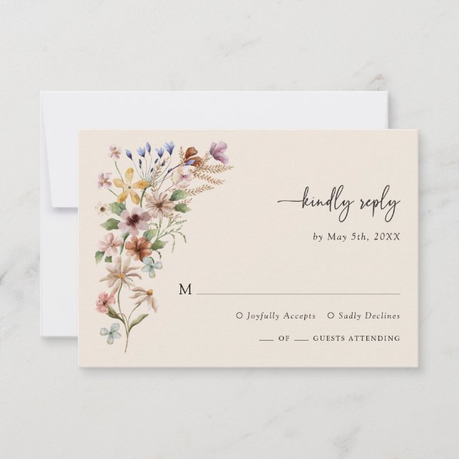 Vintage Boho Wildblomma OSA Kort (Framsida)