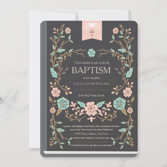 Vintage Bok baptism Inbjudningar (Framsida)