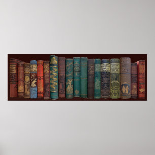 VINTAGE BOK BOOKSHELF POSTER