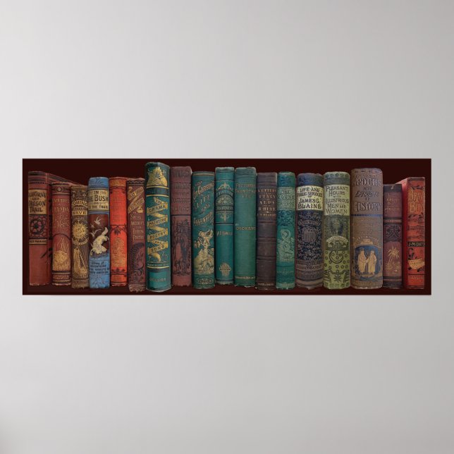 VINTAGE BOK BOOKSHELF POSTER (Framsidan)
