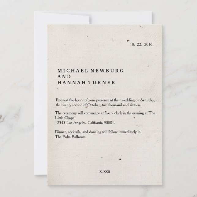 Vintage bok bröllopsinbjudan inbjudningar (Framsida)