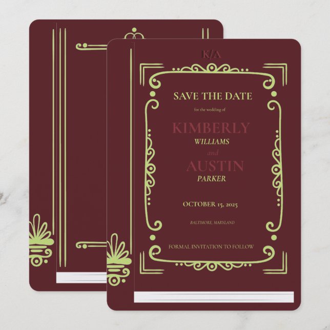 Vintage Bok Cover | Bok tema Spara datum Inbjudningar (Fram/baksida)