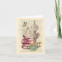 Vintage Bok Fairy Note Card (tomt invändigt)