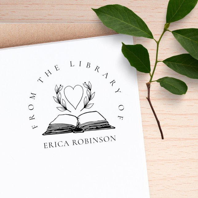 Vintage Bok hjärta från Anpassningsbarnas Bibliote Stämpel (Skapare uppladdad)