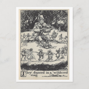 Vintage Bok Illustration Dancing Älvors Elves Vykort