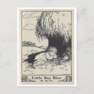Vintage Bok Illustration Little Boy Blue Vykort
