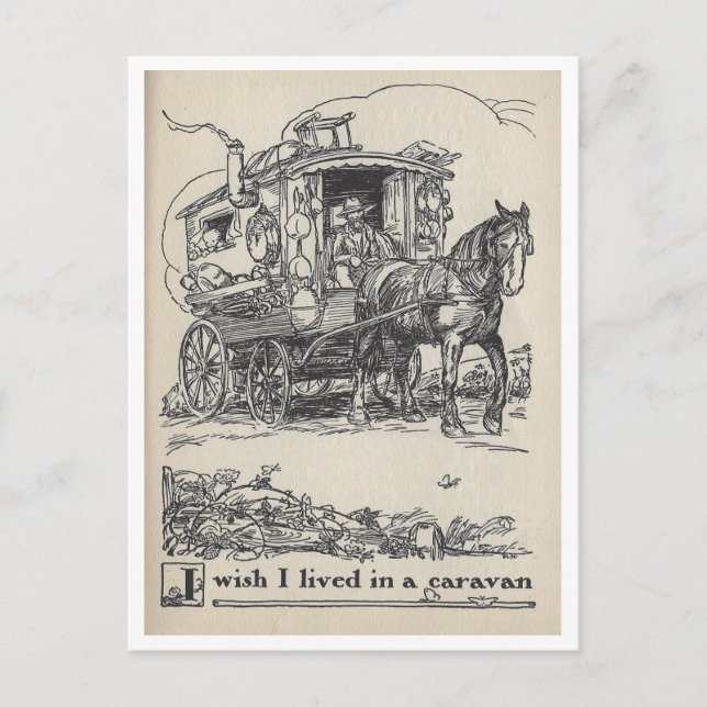 Vintage Bok Illustration Nomadic Travel Vykort (Framsida)