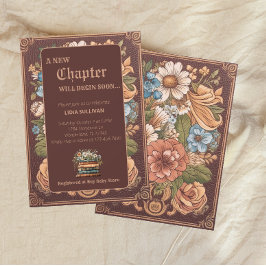 Vintage Bok Nyare Kapitel Blommigt Babykläder Inbjudningar