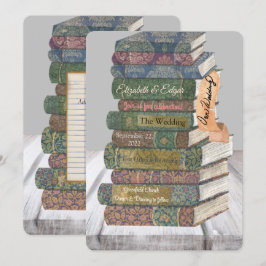 Vintage bok-stacken målade bröllopsinbjudningar inbjudningar