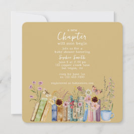 Vintage Bokar A New Chapter Baby Shower Inbjudningar