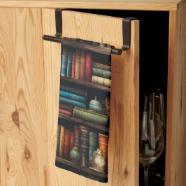 Vintage Bokar på Bookshelf Mönster Kökshandduk