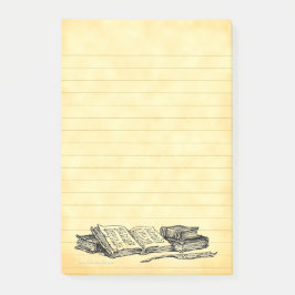 Vintage Bokar skriver Quill Faux-parktlinje Post-it Block