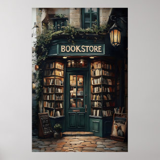 Vintage Bokhandelstryck, Bibliotekstryck, Bokälska Poster