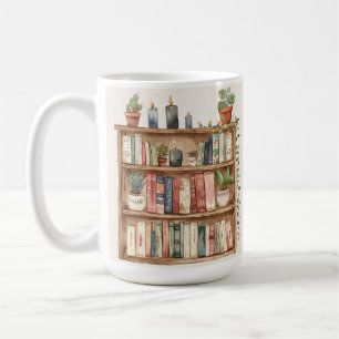 vintage bokhylla bild mugg och anpassningsbar text