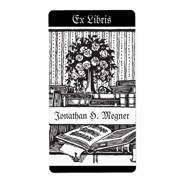 Vintage bokplåt, träd, bokar fraktsedel (Framsidan)