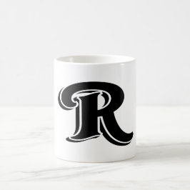 Vintage Bold Black White Brev R Monogram Kaffemugg