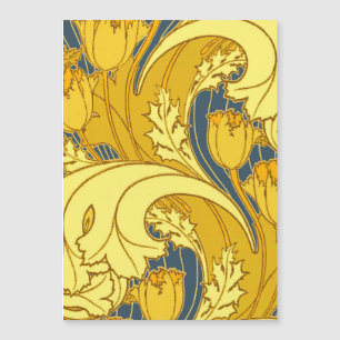 Vintage Bold Tulip Blue Guld Mönster