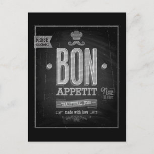 Vintage Bon Appetit Poster - Kalkylkort Vykort