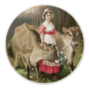 Vintage bondflicka och ko knopp