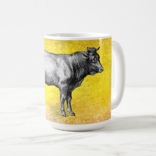 Vintage bondgård ko tjur bild kaffemugg
