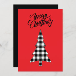 Vintage bondgård svart vit buffel kontroll träd julkort