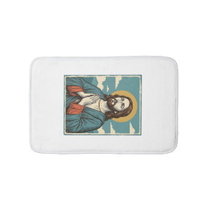 Vintage bönen Frälsare religiös skjorta design_1 Badrumsmatta