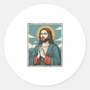 Vintage bönen Frälsare religiös skjorta design_1 Runt Klistermärke