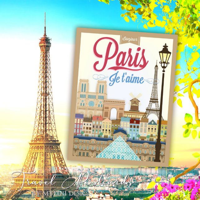 Vintage Bonjour Paris Travel Vykort (Skapare uppladdad)