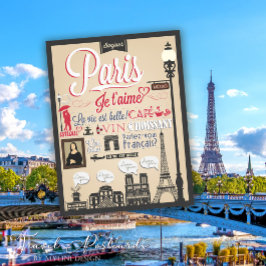 Vintage Bonjour Paris Vykort