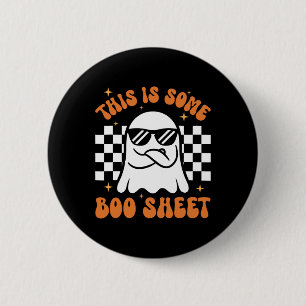 Vintage Boo Funny Halloween Ghost Det här är Hallo Knapp