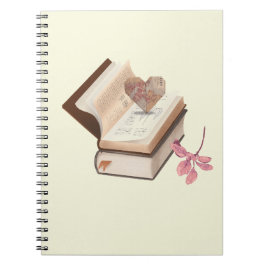  Vintage Book Aesthetic with Heart Map & Botanical Anteckningsbok